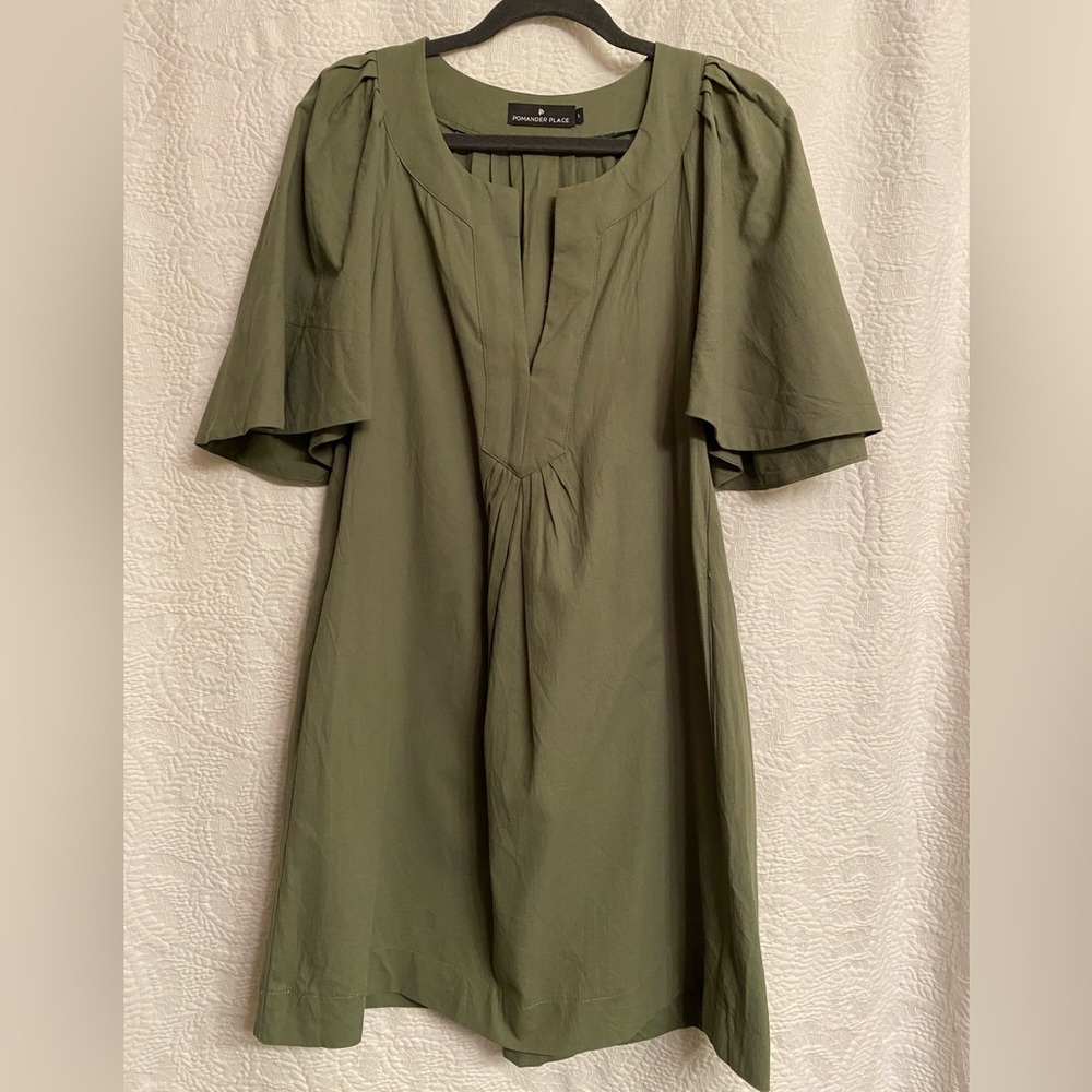Pomander Place Tuckernuck Womens Sage Green Finley Flutter Sleeve Dress - size S